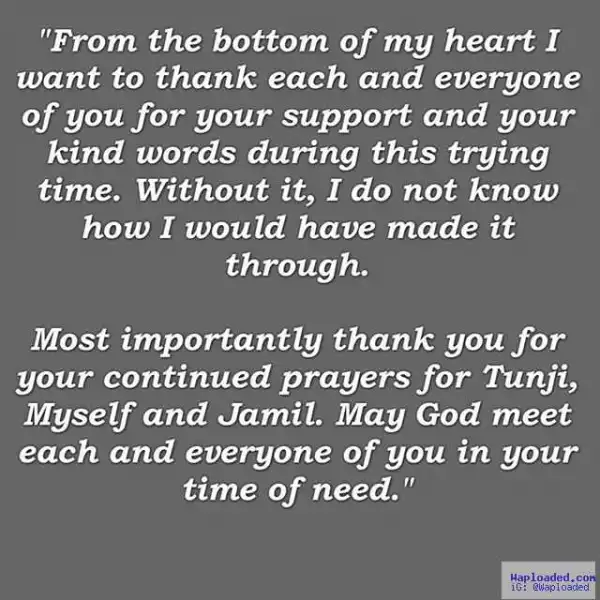 Tiwa Savage breaks her social media silence, thanks Nigerians for their prayers